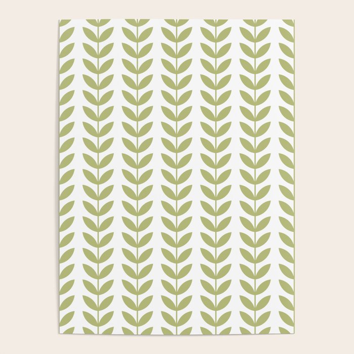 Scandinavian Mid Century Pattern Green Poster Gallery Image 4