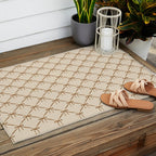 Bows & Ribbons Pattern LVI Neutral Beige Outdoor Rug Gallery Image 2