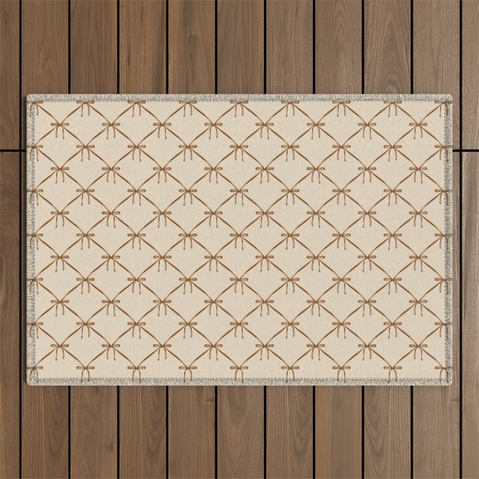 Bows & Ribbons Pattern LVI Neutral Beige Outdoor Rug Gallery Image 1