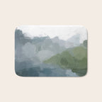 Cloud Reflection - Gray Blue Lake White Green Mountain Reflection Abstract Nature Painting Art Print Bath Mat Gallery Image 1