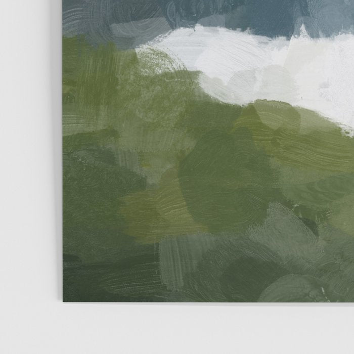 Cloud Reflection - Gray Blue Lake White Green Mountain Reflection Abstract Nature Painting Art Print Poster Gallery Image 3