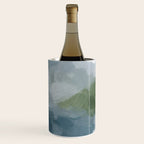 Cloud Reflection - Gray Blue Lake White Green Mountain Reflection Abstract Nature Painting Art Print Wine Chiller Gallery Image 1