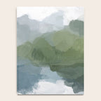 Cloud Reflection - Gray Blue Lake White Green Mountain Reflection Abstract Nature Painting Art Print Notebook Gallery Image 4