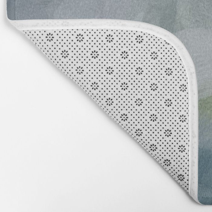 Cloud Reflection - Gray Blue Lake White Green Mountain Reflection Abstract Nature Painting Art Print Bath Mat Gallery Image 2