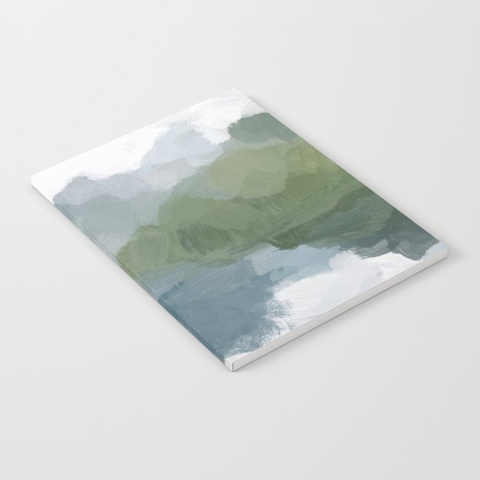 Cloud Reflection - Gray Blue Lake White Green Mountain Reflection Abstract Nature Painting Art Print Notebook Gallery Image 2
