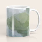 Cloud Reflection - Gray Blue Lake White Green Mountain Reflection Abstract Nature Painting Art Print Coffee Mug Gallery Image 1