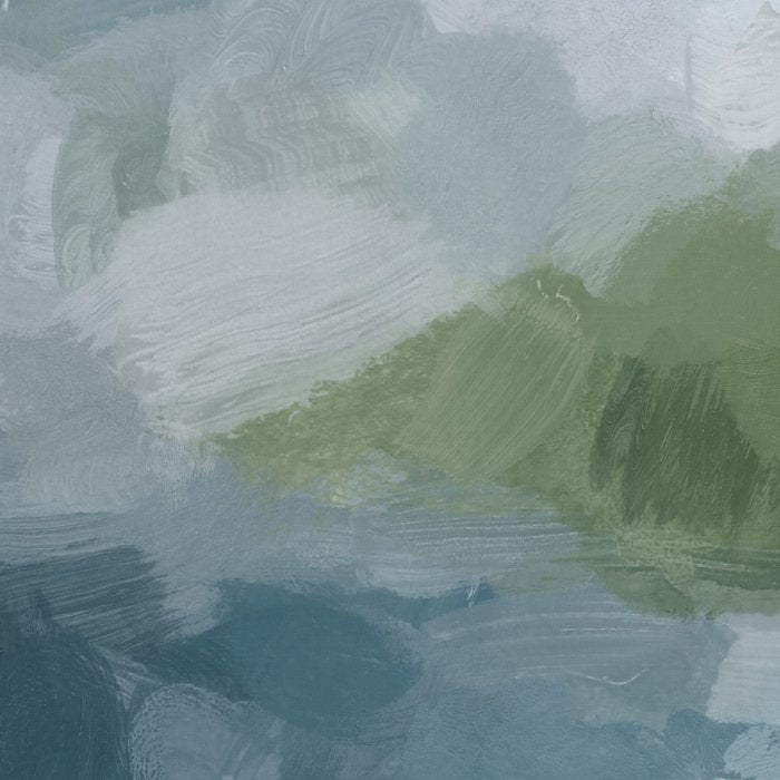 Cloud Reflection - Gray Blue Lake White Green Mountain Reflection Abstract Nature Painting Art Print Coffee Mug Gallery Image 2