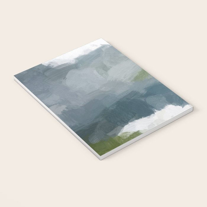 Cloud Reflection - Gray Blue Lake White Green Mountain Reflection Abstract Nature Painting Art Print Notebook Gallery Image 3