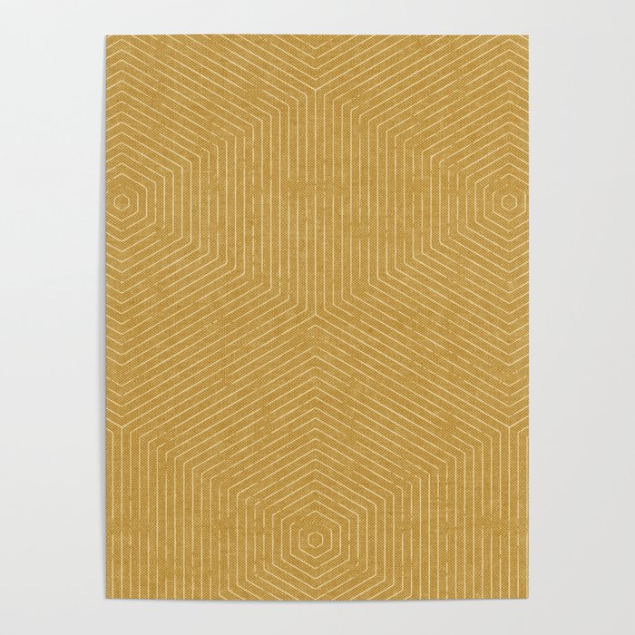 boho hexagon stripes - mustard Poster Gallery Image 1