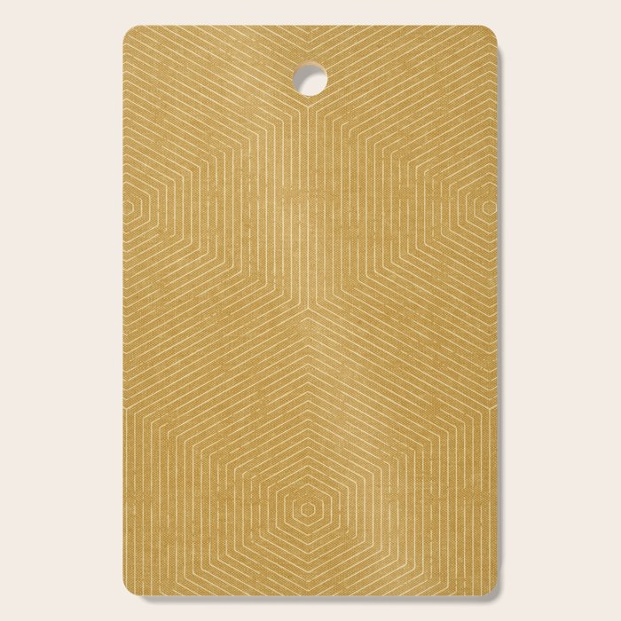 boho hexagon stripes - mustard Cutting Board Gallery Image 1