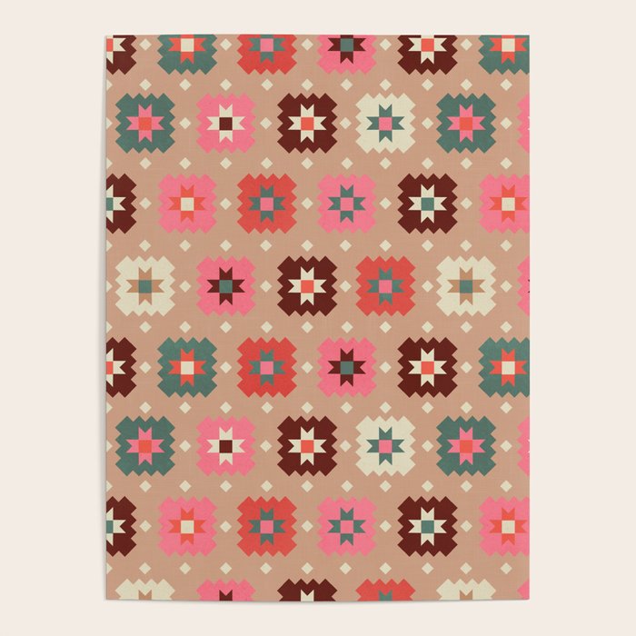 Festive Winter Quilt Tiles With Stars Poster Gallery Image 1