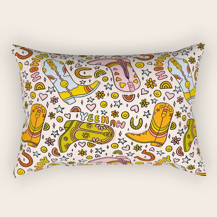 Rainbow Cowboy Boots Print Rectangular Pillow Gallery Image 1