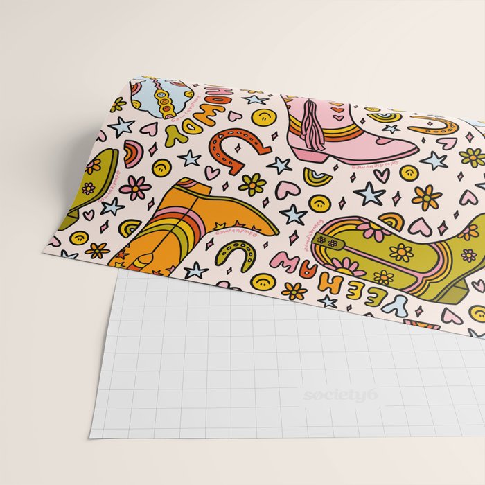 Rainbow Cowboy Boots Print Wrapping Paper Gallery Image 2