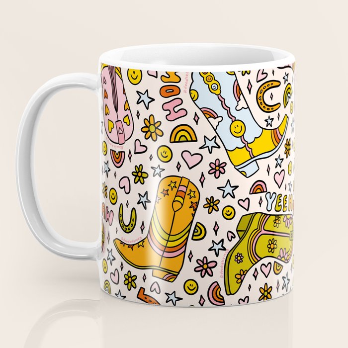 Rainbow Cowboy Boots Print Coffee Mug Gallery Image 3