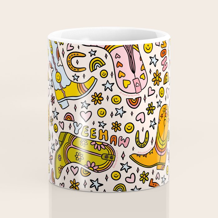 Rainbow Cowboy Boots Print Coffee Mug Gallery Image 4