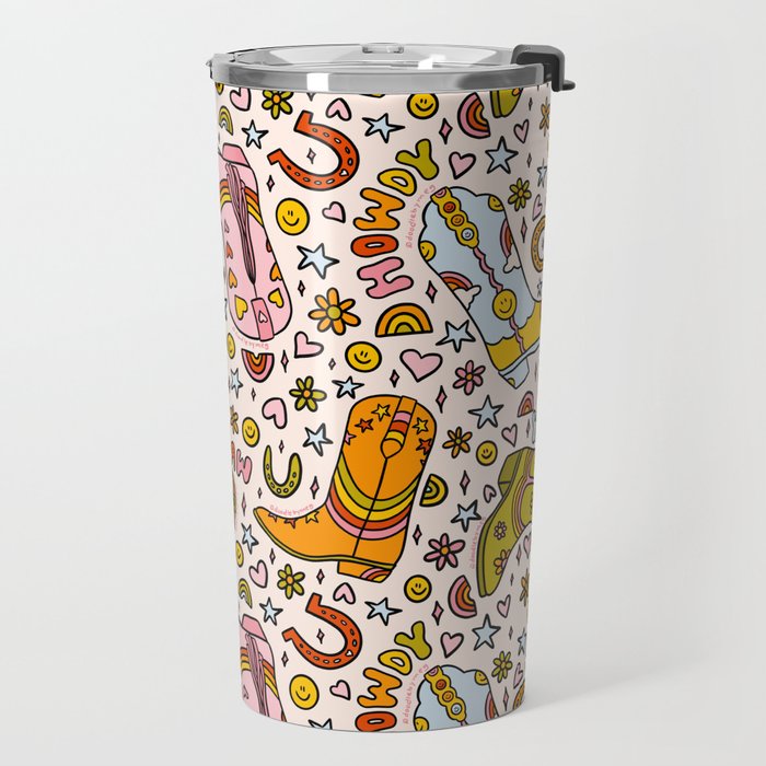 Rainbow Cowboy Boots Print Travel Mug Gallery Image 2