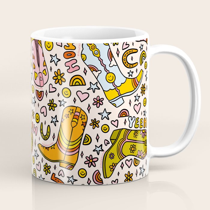 Rainbow Cowboy Boots Print Coffee Mug Gallery Image 1