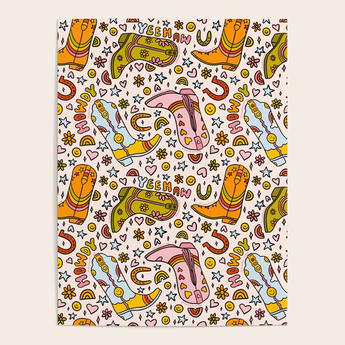 Rainbow Cowboy Boots Print Poster Gallery Image 4