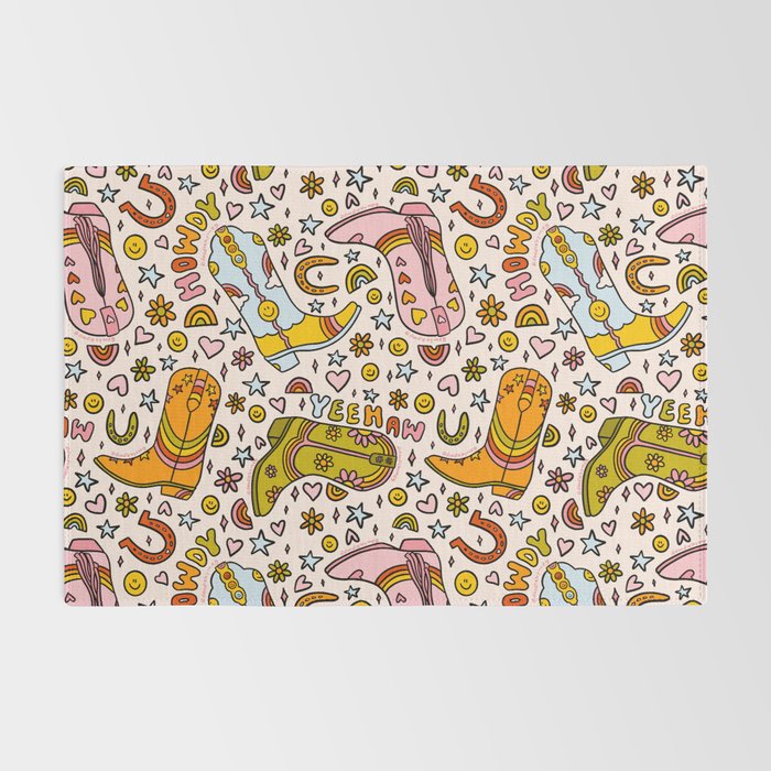 Rainbow Cowboy Boots Print Rug Gallery Image 2