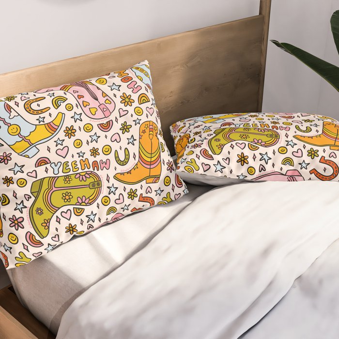 Rainbow Cowboy Boots Print Pillow Sham Gallery Image 2