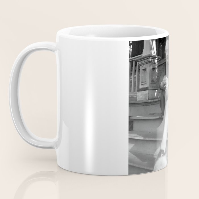 Funny Einstein in Fuzzy Slippers Classic Black and White Satirical Photography - Photographs Coffee Mug Gallery Image 3