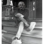 Funny Einstein in Fuzzy Slippers Classic Black and White Satirical Photography - Photographs Coffee Mug Gallery Image 2
