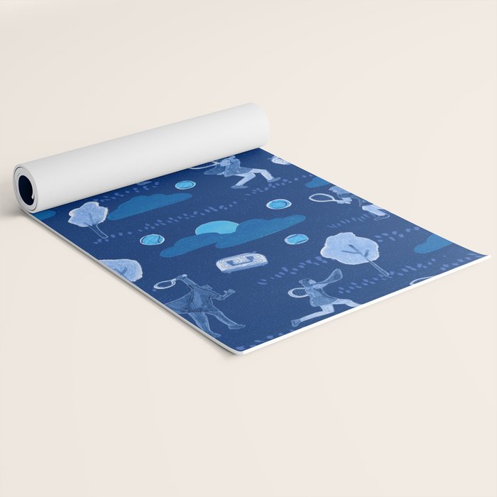 Let's Play Tennis in Navy Blue Yoga Mat Gallery Image 2