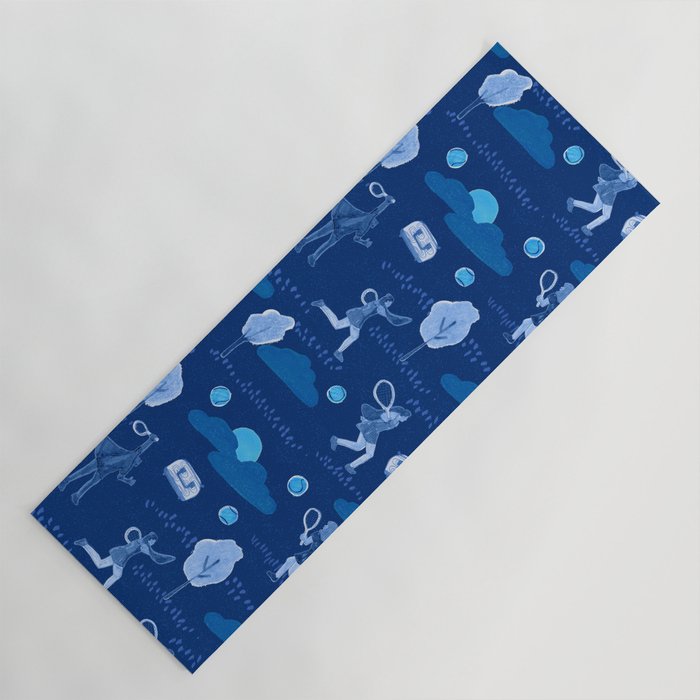 Let's Play Tennis in Navy Blue Yoga Mat Gallery Image 1