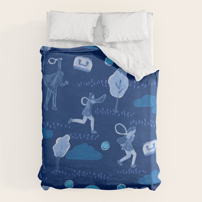 Let's Play Tennis in Navy Blue Duvet Cover Gallery Image 6
