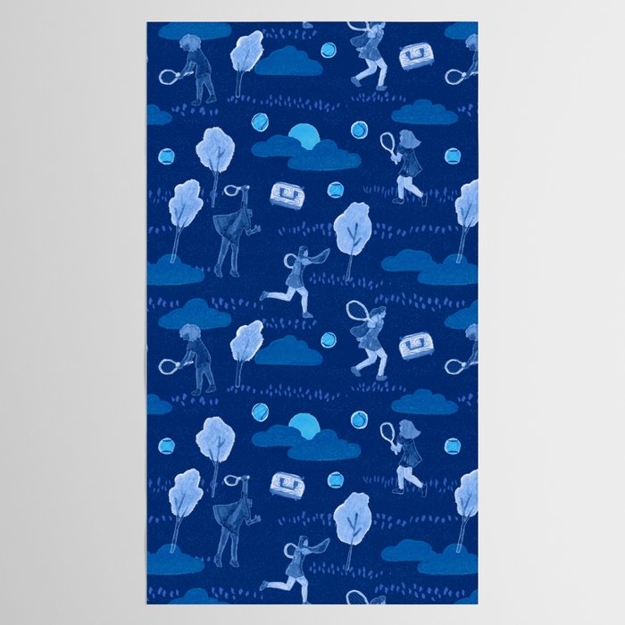 Let's Play Tennis in Navy Blue Tablecloth Gallery Image 2