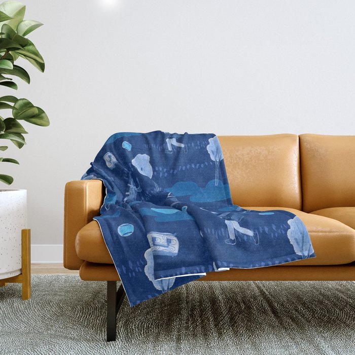 Let's Play Tennis in Navy Blue Throw Blanket Gallery Image 1