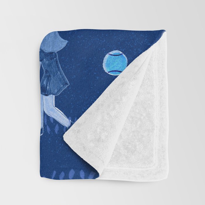 Let's Play Tennis in Navy Blue Throw Blanket Gallery Image 3