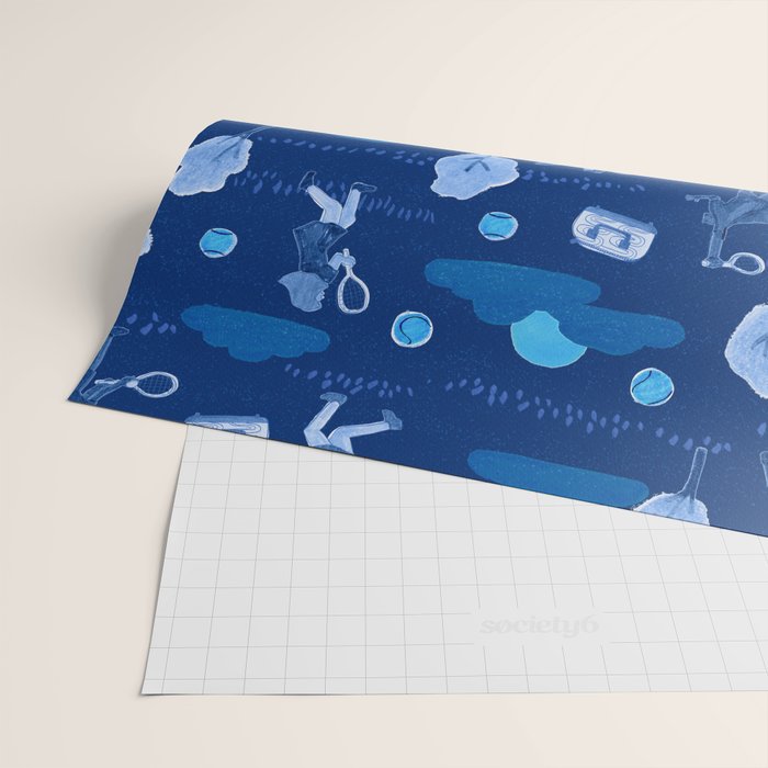 Let's Play Tennis in Navy Blue Wrapping Paper Gallery Image 2