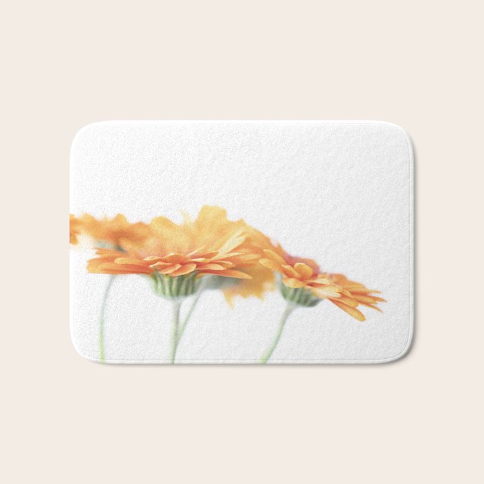 Orange hazy gerbera daisy  Floral spring and summer nature photography  Bath Mat Gallery Image 1