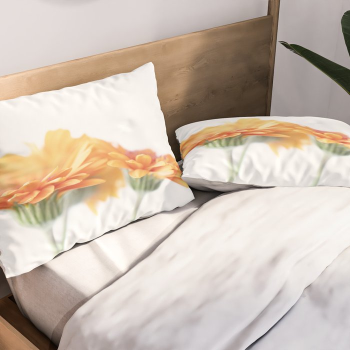 Orange hazy gerbera daisy  Floral spring and summer nature photography  Pillow Sham Gallery Image 2