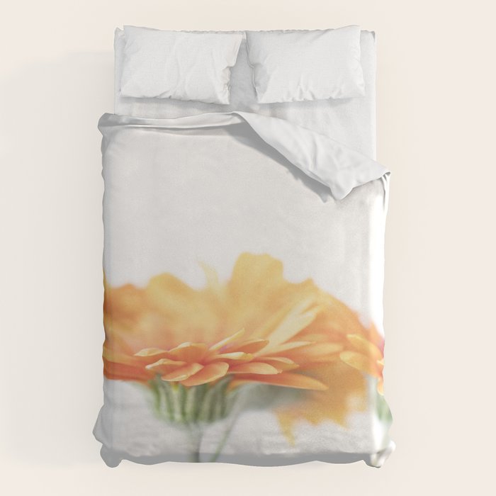 Orange hazy gerbera daisy  Floral spring and summer nature photography  Duvet Cover Gallery Image 6