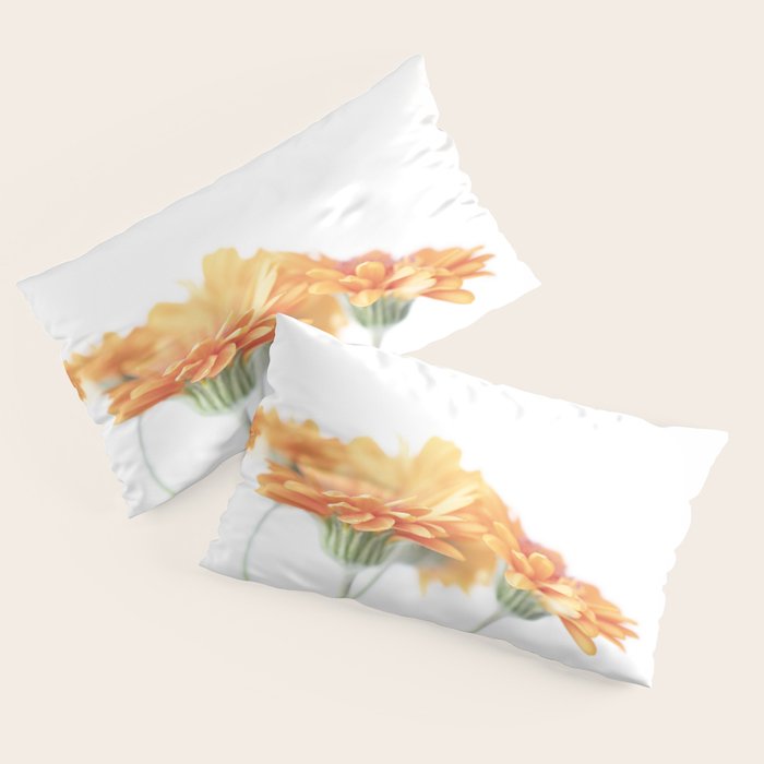 Orange hazy gerbera daisy  Floral spring and summer nature photography  Pillow Sham Gallery Image 2