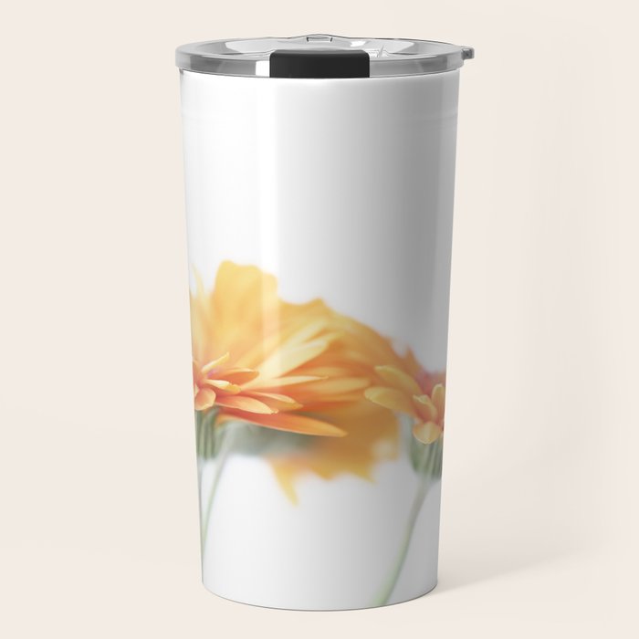 Orange hazy gerbera daisy  Floral spring and summer nature photography  Travel Mug Gallery Image 1