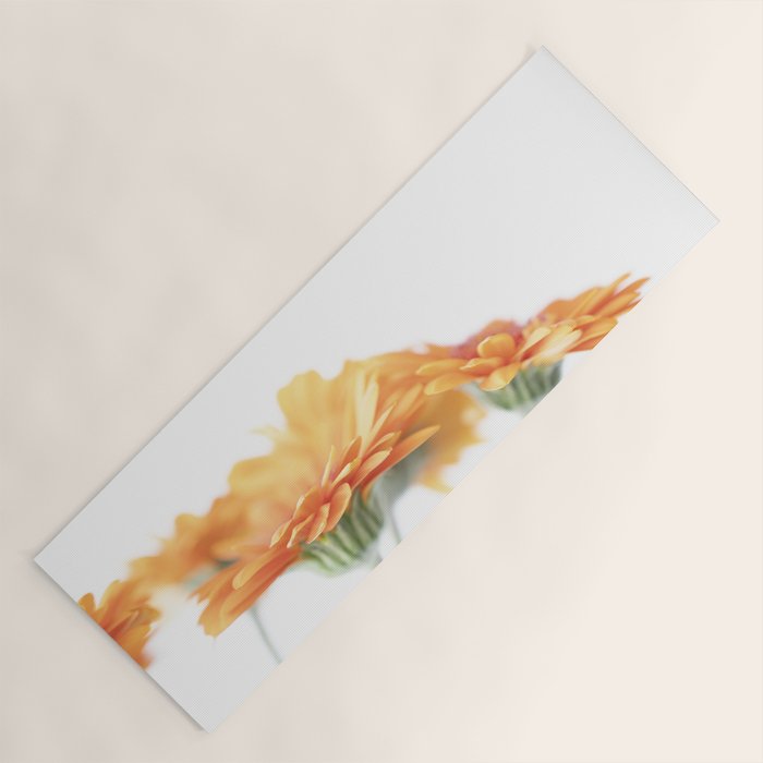 Orange hazy gerbera daisy  Floral spring and summer nature photography  Yoga Mat Gallery Image 1