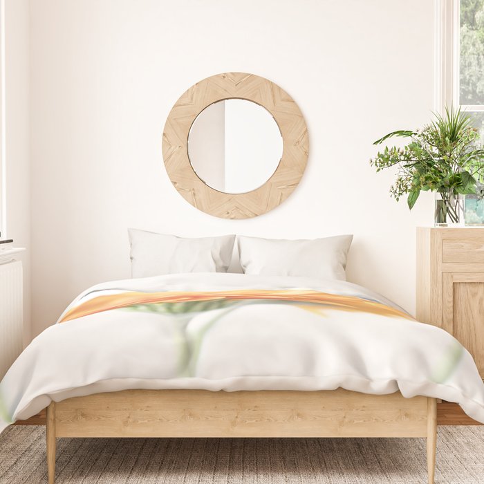 Orange hazy gerbera daisy  Floral spring and summer nature photography  Duvet Cover Gallery Image 3