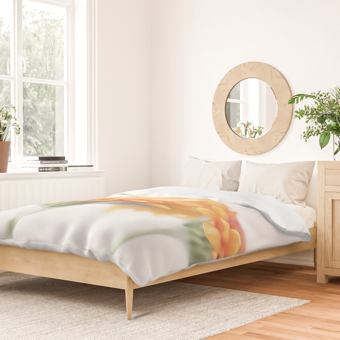 Orange hazy gerbera daisy  Floral spring and summer nature photography  Duvet Cover Gallery Image 2