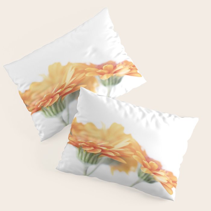 Orange hazy gerbera daisy  Floral spring and summer nature photography  Pillow Sham Gallery Image 3