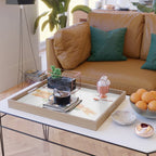 Orange hazy gerbera daisy  Floral spring and summer nature photography  Serving Tray Gallery Image 2