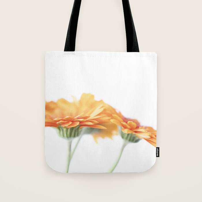 Orange hazy gerbera daisy  Floral spring and summer nature photography  Tote Bag Gallery Image 1