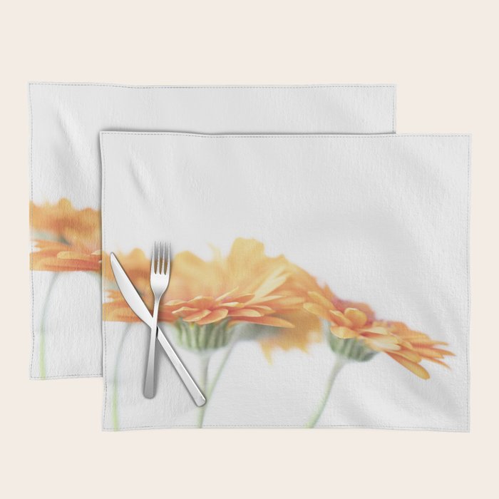 Orange hazy gerbera daisy  Floral spring and summer nature photography  Placemat Gallery Image 1