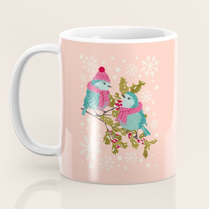 Winter Birds in Festive Scarves Coffee Mug Gallery Image 3
