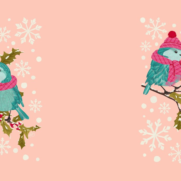 Winter Birds in Festive Scarves Coffee Mug Gallery Image 2