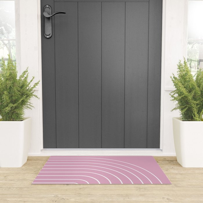 Minimal Arch XXVII Blush Pink Modern Geometric Lines Welcome Mat Gallery Image 3