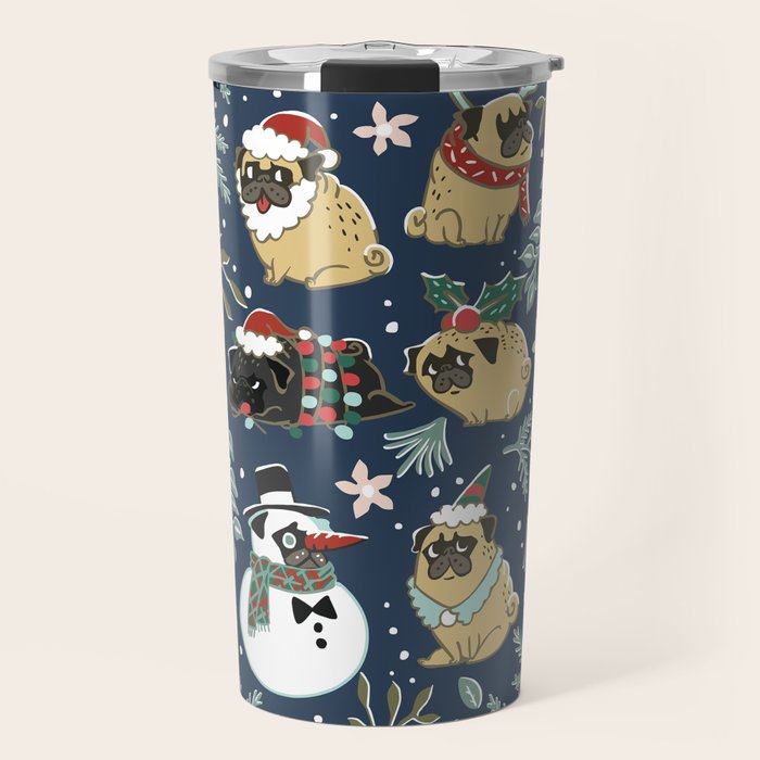 Christmas Pugs Travel Mug Gallery Image 1