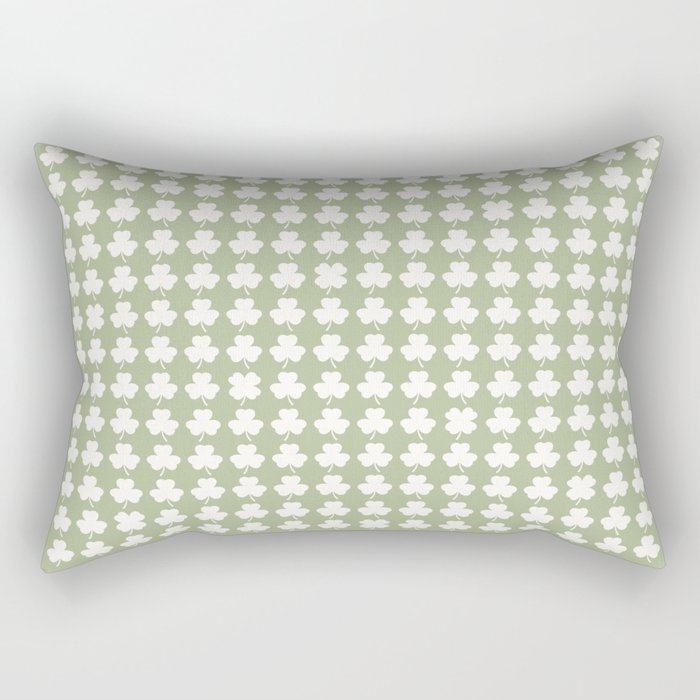 Clovers XXVI Natural Green Botanical Pattern Rectangular Pillow Gallery Image 1